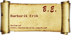 Barborik Erik névjegykártya